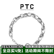PTC small group of lukewarm wind design minimalist ring buckle 925 pure silver base 100 hitch chain wave hip-hop male and female couples