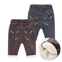 (Broken code clearance) newborn winter cartoon expression pants new children plus velvet leisure Children Baby out pants