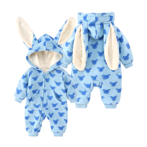 (Broken code clearance) newborn baby conjoined clothes male baby winter plus velvet ha clothing cartoon hooded out