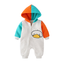 (Broken code clearance) baby childrens clothes baby winter plus velvet jumpsuit newborn out to carry winter clothes