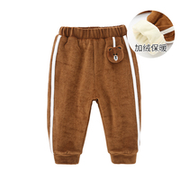 Baby girl 0-1 year old 2 pants plus velvet children autumn and winter wear trousers girls thick casual pants cute foreign style