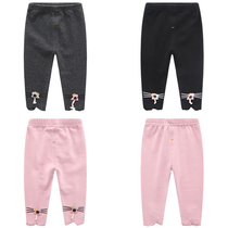 (Broken clearance) Female baby leggings Spring and Autumn Thin 0-1-2-Baby Princess can open gear out pants