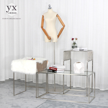 Clothing store window display rack womens decoration props simple creative Net red Middle Island high and low running water table display table