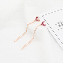 S925 silver needle flash drilling with love earrings female Korean temperament personality tide man in a row Sueared with a thin ear