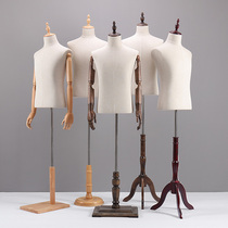 Clothing store model props male model half-length movable hand model hanger dummy stand solid wood base