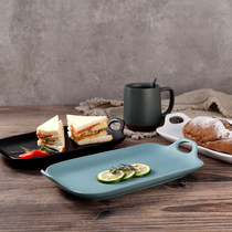 Japanese matte binaural rectangular plate Ceramic plate Fruit snack plate Steak plate Fish plate Salad bowl