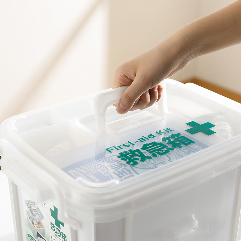 japan imported medicine storage box household medicine box travel outdoor portable first-aid kit double-layer medicine box