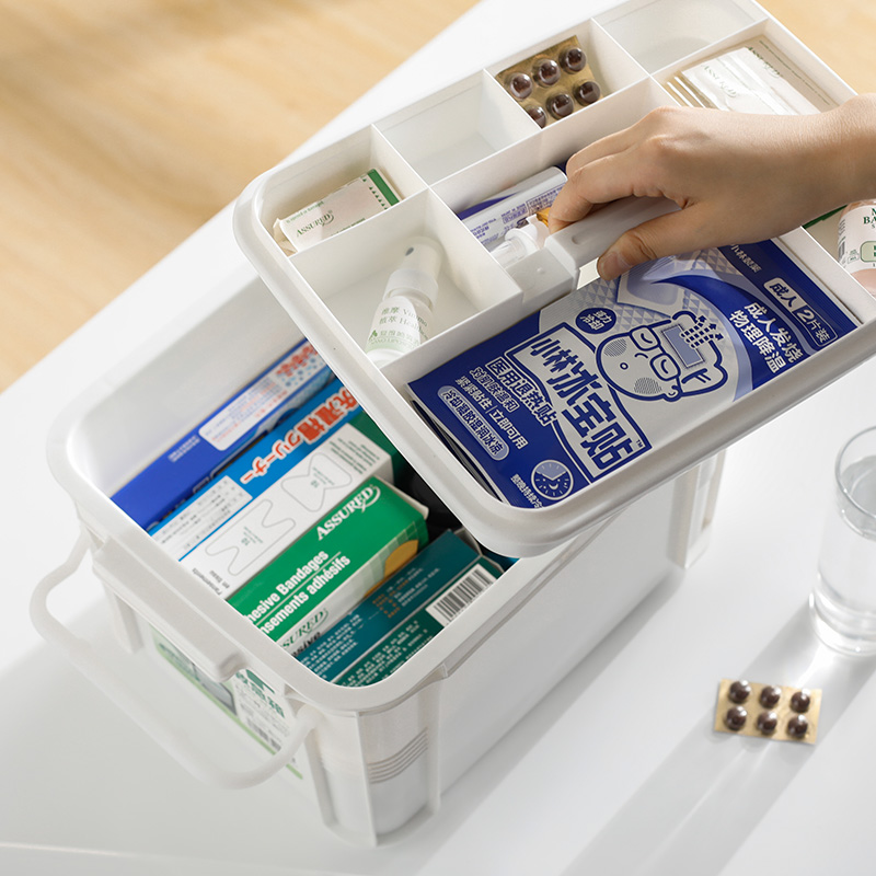 japan imported medicine storage box household medicine box travel outdoor portable first-aid kit double-layer medicine box