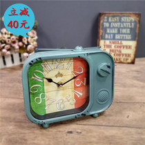 Iron European style retro clock American small desktop clock TV cabinet clock living room creative large table clock ornaments