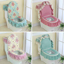 European lace toilet cushion three-piece household universal zipper sitting washer winter U-shaped toilet seat