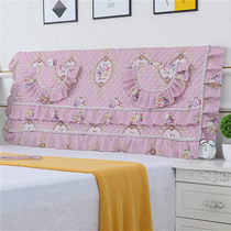 Bed cover simple modern all-inclusive European curved solid wood leather cloth bed back cover protective cover cover