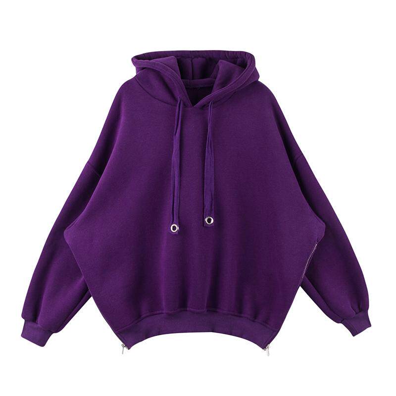  宽松紫色连帽卫衣