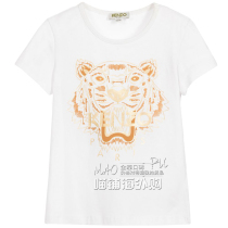 Kenzo European childrens clothing male spring and summer golden white short sleeve tiger head T-shirt short