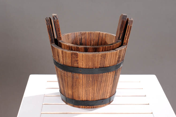 防腐木花桶吊桶木桶水桶提桶阳台花架摆件杂物个性创意木花盆复古