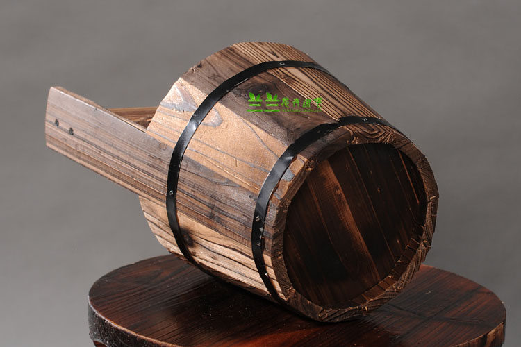 防腐木花桶吊桶木桶水桶提桶阳台花架摆件杂物个性创意木花盆复古