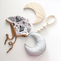 INS Nordic Childrens House Decoration Cloth Art Pentagram Love Moon Wood Beads Hanging accessories Tent Accessories Photo