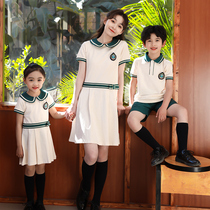 Kindergarten garden clothes Summer Khaki cotton short-sleeved dress Sports suit British style school uniform for primary school students