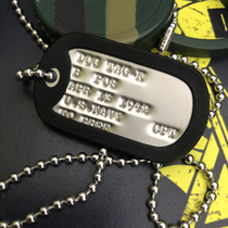 Intaglio single piece original American imported stamping regular US military identity card Stainless steel dog tag tag Soldier military card