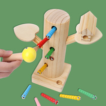 Woodpecker catching insect toys wooden baby catching insects puzzle game childrens hand-eye coordination fine motor training