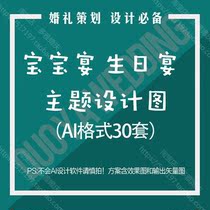 Baby banquet birthday party theme party design material stage welcome dessert background map vector map AI