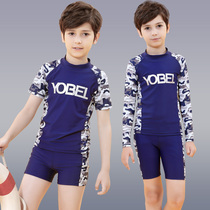  Childrens swimsuit Boys middle school children youth split swimming trunks Swimming training Junior high school students sunscreen quick-drying swimsuit