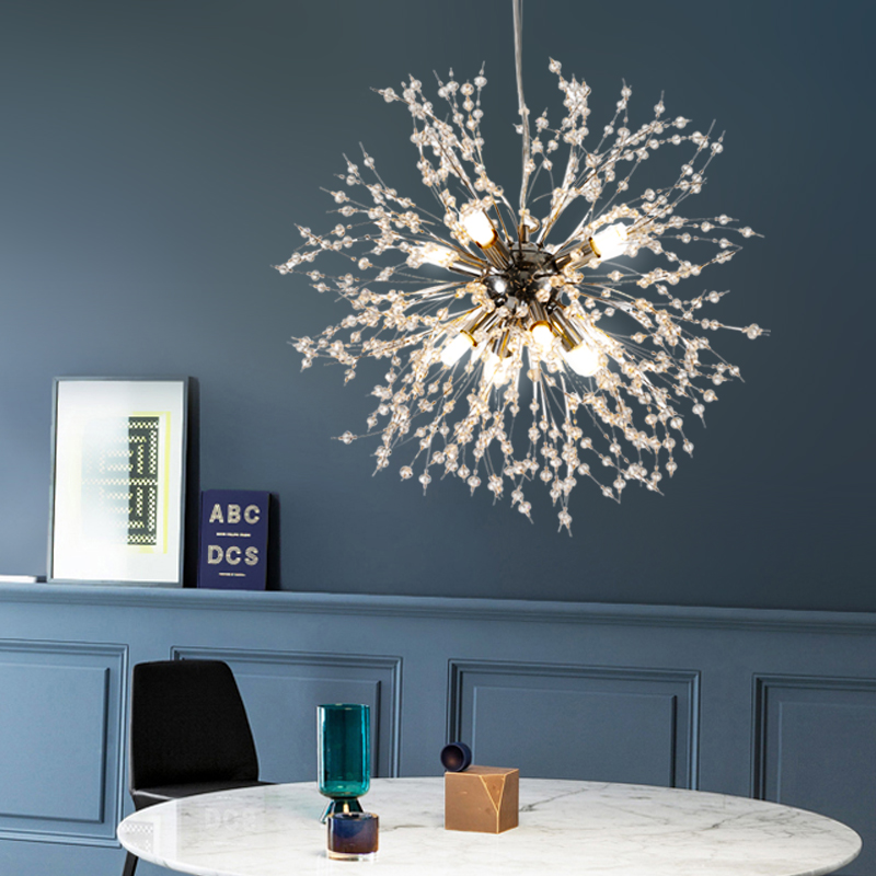 nordic net red lamps post-modern living room dining room bedroom creative personality clothing store crystal dandelion chandelier