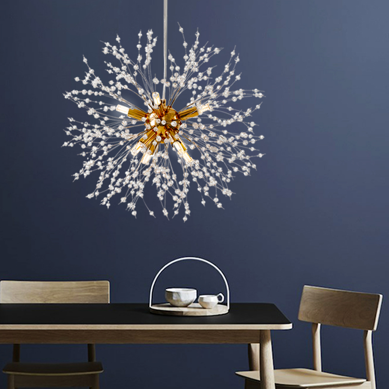 nordic net red lamps post-modern living room dining room bedroom creative personality clothing store crystal dandelion chandelier