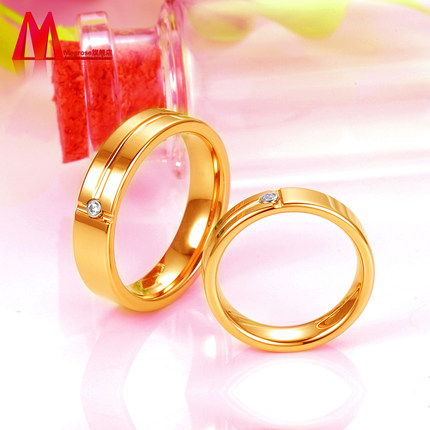 网红乌金戒指情侣礼物学生食指环 镀18k时尚霸气正品男女结婚对戒