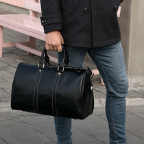 Boutique mens bag European and American retro large-capacity leather handbag duffel bag first layer cowhide shoulder oblique travel bag