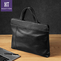 Simple first layer cowhide mens bag handbag mens bag leather business casual horizontal handbag briefcase men