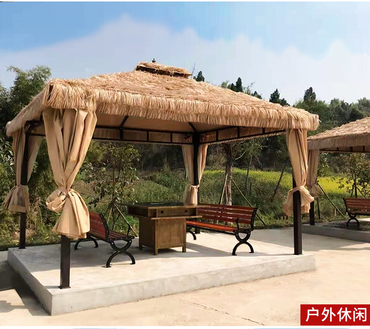 室外雨棚农家乐茅草帐篷民宿凉亭休闲花园庭院遮阳棚户外乘凉亭子