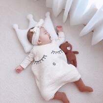 Baby sleeping bag four seasons universal newborn loose one-piece suit eyelashes sell cute casual baby soft kick is Korean version