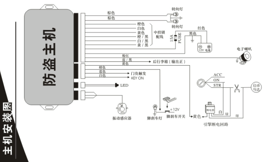 汽车防盗器汽车报警器/代替l3000-4型号/大众款弹匙防盗器