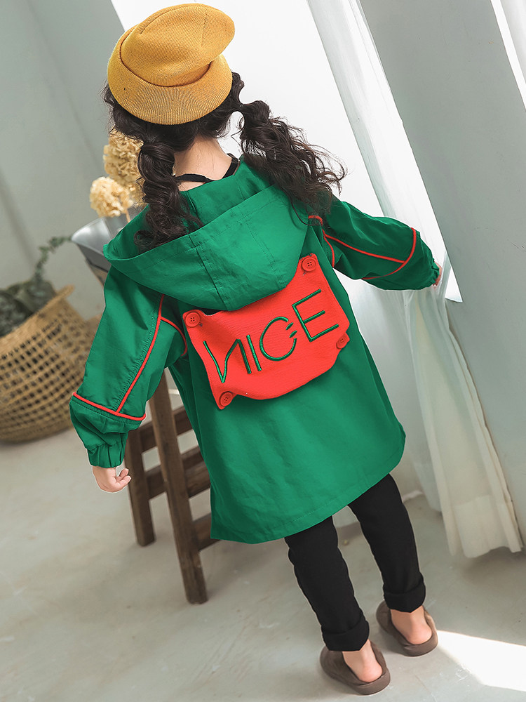 女童春秋装风衣外套洋气春季新款洋气中大儿童中长款童装