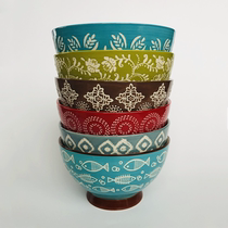 Deardali French home ceramic hand painted underglaze color bowl High foot soup bowl Noodle bowl Fruit salad bowl Dinner bowl