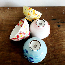 DearDali Japanese hand-painted plant flower 4 5-inch rice bowl Household small bowl Ceramic underglaze color small high-legged bowl