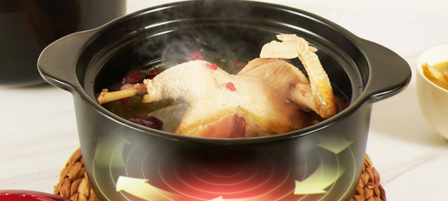 爱仕达加厚耐高温养生浅汤煲家用大容量养生多用砂锅陶瓷煲汤煲_米折