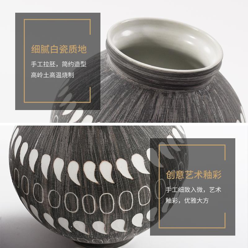 National style originality grey ceramic storage tank postmodern furniture shop furnishing articles teahouse edge several display adornment