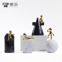 Modern minimalist marble geometric characters wine cabinet decoration Model Room childrens room living room TV cabinet cartoon decoration