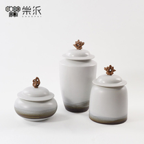 New Chinese style simple plain ceramic storage tank ornaments model room sales office office bookcase soft decoration