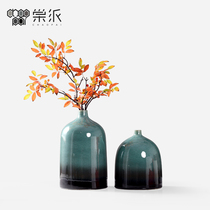 Neoclassical fine-mouthed ceramic cans ornaments sales office porcelain soft ornaments desktop vase desktop model room ornaments