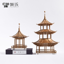 Chinese Zen wrought iron pavilion ornaments living room wine cabinet porch soft decoration antique building tower decoration