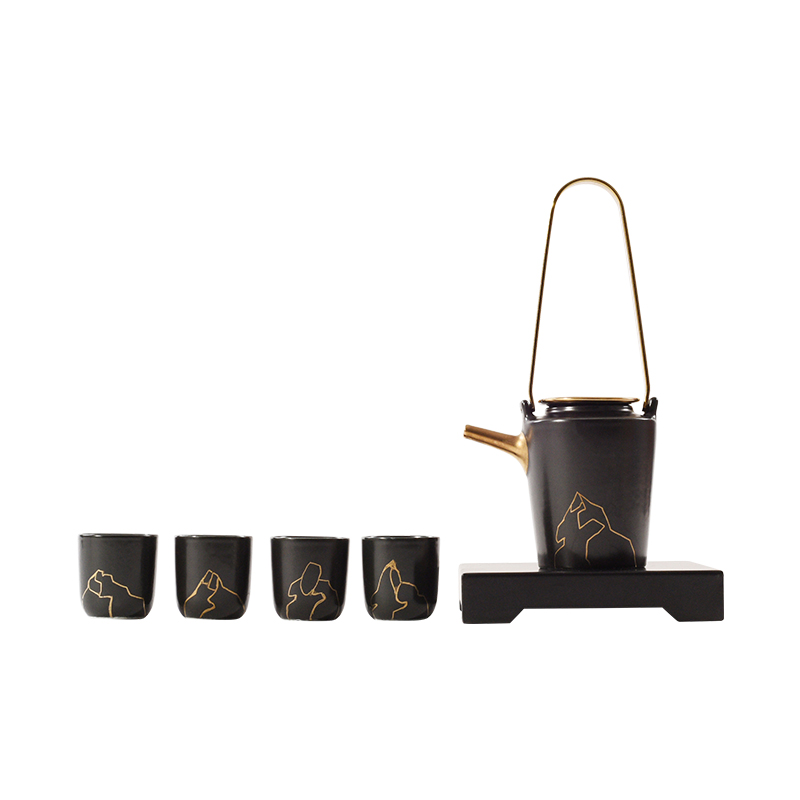 The New Chinese zen ceramic kung fu tea set suit black tea cup tray example room soft adornment is placed