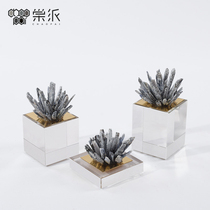 Modern minimalist crystal coral craft ornaments new Chinese living room wine cabinet TV side cabinet porch decoration artwork