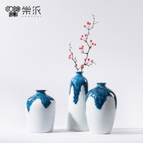 New Chinese creative hand-painted ceramic features Vase ornaments study living room porch dry flower decorative flower arrangement