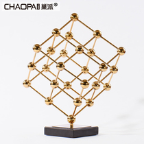 Modern European style square metal ornaments company front desk office soft decoration accessories Model Room sculpture art