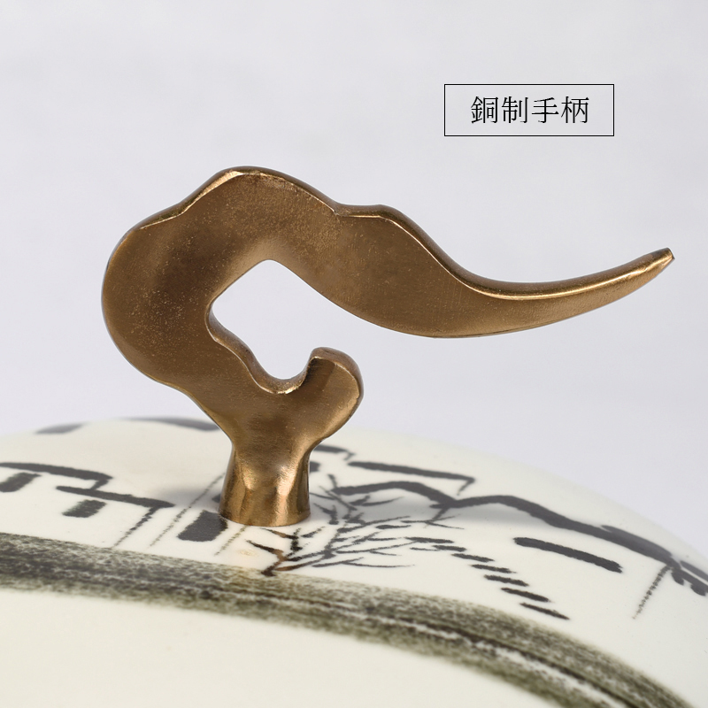 New Chinese style landscape pastoral storage tank with cover club hotel soft ceramic handicraft ornament sample room