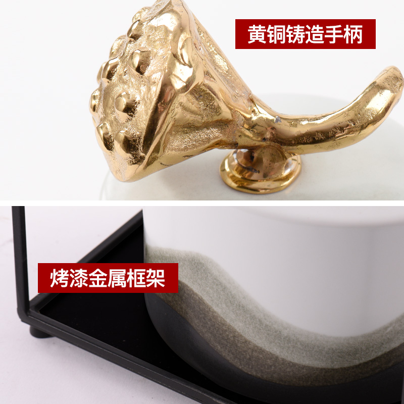Contracted wave grain ceramic pot of new Chinese style furnishing articles, creative household act the role ofing is tasted example room sitting room soft outfit, wrought iron decoration
