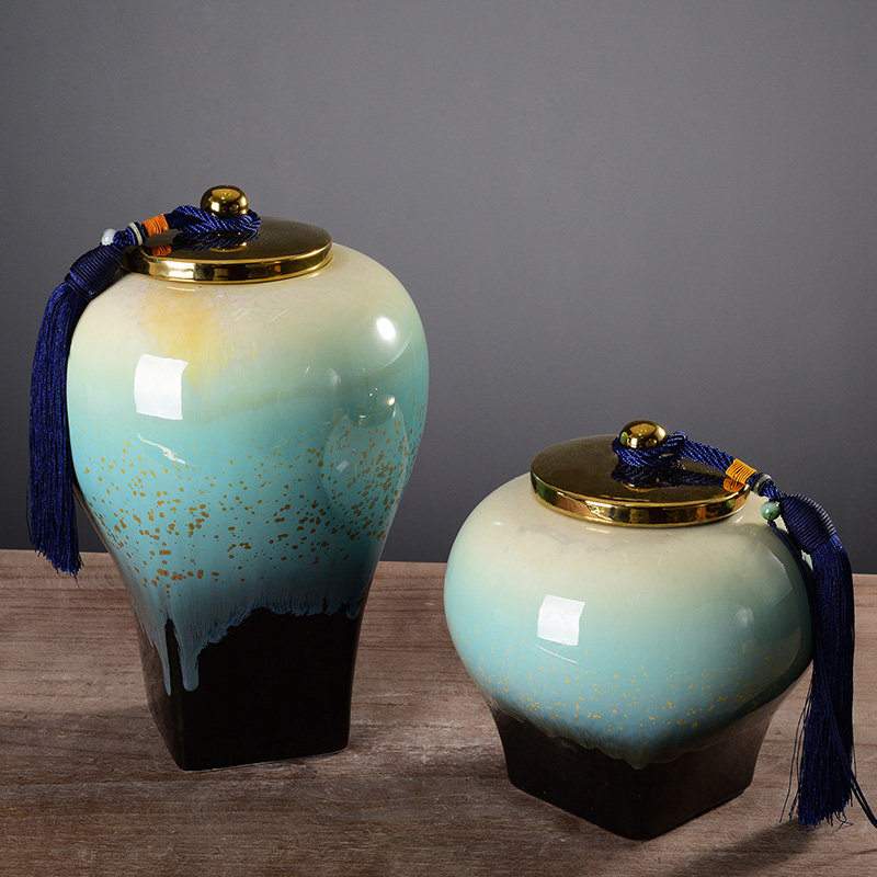 New Chinese style in modern ceramic storage jar with cover the sitting room porch vase furnishing articles classical ink painting decorative arts and crafts