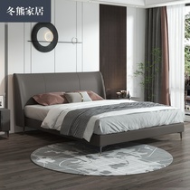 Winter Bear Light Lavish Simplicity About Modern Real Leather Bed Double Master Bedroom 1 8 m Head Layer Bull Leather style Extremely Minimalist Wedding Bed